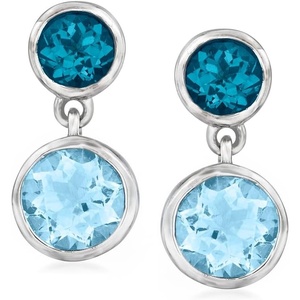 image:imageRossSimons 670 ct tw London and Sky Blue Topaz Drop Earrings in Sterling Silver