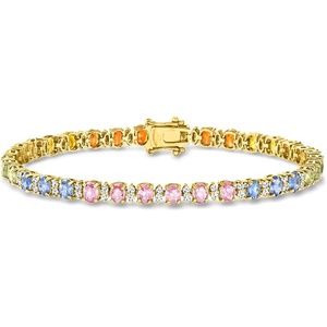 image:imageRossSimons 700 ct tw Multicolored Sapphire Tennis Bracelet With 86 ct tw Diamonds in 14kt Yellow GoldSapphire