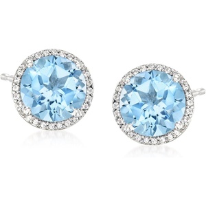 image:imageRossSimons 710 ct tw Sky Blue Topaz and 20 ct tw White Topaz Earrings in Sterling Silver