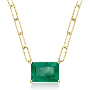 image:imageRossSimons 775 Carat Emerald Paper Clip Link Necklace in 18kt Gold Over Sterling 18 inches