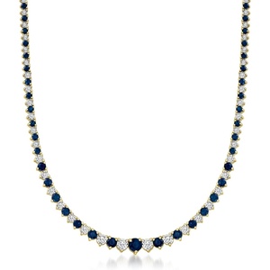 image:imageRossSimons 800 ct tw Sapphire and 150 ct tw Diamond Tennis Necklace in 18kt Gold Over SterlingSapphire