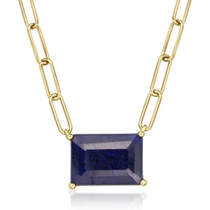 image:imageRossSimons 900 Carat Sapphire Paper Clip Link Necklace in 18kt Gold Over Sterling 18 inches