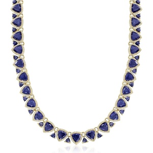 image:imageRossSimons 9500 ct tw Sapphire and 575 ct tw White Topaz Necklace in 18kt Gold Over SterlingSapphire
