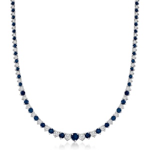 image:imageRossSimons Gemstone and 150 ct tw Diamond Tennis Necklace in Sterling Silverblue