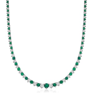 image:imageRossSimons Gemstone and 150 ct tw Diamond Tennis Necklace in Sterling Silvergreen