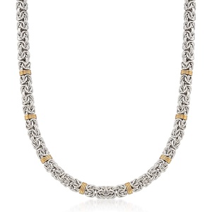 image:imageRossSimons Sterling Silver and 14kt Yellow Gold Byzantine Station NecklaceNo Gemstone