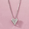 image:imagePure Collection by RossSimons 020 ct tw Pave Diamond Heart Necklace in Sterling Silver 18 inches