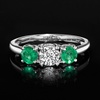 image:imageRossSimons 050 Carat LabGrown Diamond Ring With 40 ct tw Emeralds in 14kt White GoldDiamond