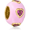 image:imageRossSimons 070 ct tw Rhodolite Garnet Heart Bead Charm With Pink Enamel in 18kt Gold Over Sterling