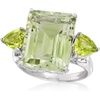 image:imageRossSimons 1100 Carat EmeraldCut Prasiolite and 140 ct tw Peridot Ring in Sterling SilverPeridot