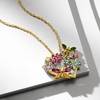 image:imageRossSimons 188 ct tw MultiGemstone Flower and Butterfly Heart Necklace in 18kt Gold Over Sterling 18 inches