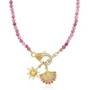 image:imageRossSimons 4500 ct tw Pink Tourmaline Bead and 11 ct tw Diamond Lobster Clasp Necklace With Single Rhodolite Garnet in 18kt Gold Over Sterlingrhodolitegarnet