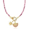 image:imageRossSimons 4500 ct tw Pink Tourmaline Bead and 11 ct tw Diamond Lobster Clasp Necklace With Single Rhodolite Garnet in 18kt Gold Over Sterlingrhodolitegarnet