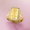 image:imageRossSimons Italian 24kt Yellow Gold FleurDeLis 1Gram Ingot Ring With 14kt Yellow Gold BandNo Gemstone