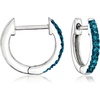 image:imagePure Collection by RossSimons 010 ct tw Blue Diamond Hoop Earrings in Sterling Silver