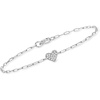image:imagePure Collection by RossSimons 010 ct tw Pave Diamond Heart Paper Clip Link Bracelet in Sterling Silver 7 inches