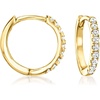 image:imagePure Collection by RossSimons 015 ct tw Diamond CharmCompatible Huggie Hoop Earrings in 14kt Yellow Gold