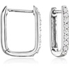 image:imagePure Collection by RossSimons 015 ct tw Diamond Paper Clip Link Hoop Earrings in Sterling Silver