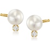 image:imagePure Collection by RossSimons 555mm Cultured Pearl Stud Earrings With Diamonds in 14kt Yellow Gold