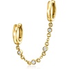 image:imagePure Collection by RossSimons DiamondAccented DoublePiercing Single Earring in 14kt Yellow Gold