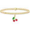 image:imagePure Collection by RossSimons Italian 3mm 18kt Gold Over Sterling Bead Stretch Bracelet With Enamel Cherry Charmno gemstone