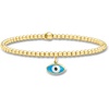 image:imagePure Collection by RossSimons Italian 3mm 18kt Gold Over Sterling Bead Stretch Bracelet With Enamel Evil Eye Charmno gemstone