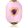 image:imageRossSimons 070 ct tw Rhodolite Garnet Heart Bead Charm With Pink Enamel in 18kt Gold Over Sterling
