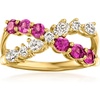 image:imageRossSimons 080 ct tw Rhodolite Garnet and 51 ct tw LabGrown Diamond Crisscross Ring in 18kt Gold Over SterlingDiamond