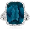 image:imageRossSimons 1200 Carat London Blue Topaz and 40 ct tw Diamond Ring in 14kt White GoldTopaz