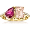 image:imageRossSimons 140 Carat Peach Morganite and 130 Carat Rhodolite Garnet Toi Et Moi Ring With 14 ct tw Diamonds in 14kt Yellow GoldMorganite