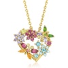 image:imageRossSimons 188 ct tw MultiGemstone Flower and Butterfly Heart Necklace in 18kt Gold Over Sterling 18 inches