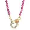 image:imageRossSimons 4500 ct tw Pink Tourmaline Bead and 11 ct tw Diamond Lobster Clasp Necklace With Single Rhodolite Garnet in 18kt Gold Over Sterlingrhodolitegarnet