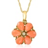 image:imageRossSimons Coral Flower Pendant Necklace With Single Diamond in 14kt Yellow Gold
