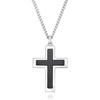image:imageRossSimons Mens Onyx Cross Pendant Necklace in Sterling Silver and Stainless Steel 24 inches
