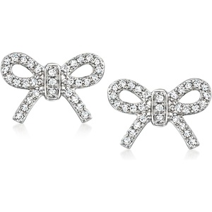 image:imagePure Collection by RossSimons 01 ct tw Diamond Bow Stud Earrings in Sterling Silver