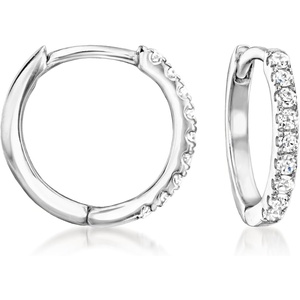 image:imagePure Collection by RossSimons 015 ct tw Diamond CharmCompatible Huggie Hoop Earrings in Sterling Silver