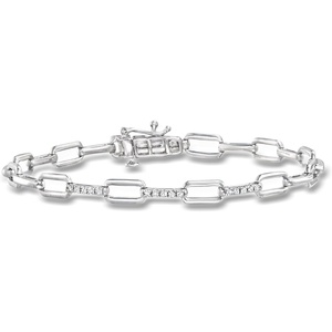 image:imagePure Collection by RossSimons 015 ct tw Diamond Paper Clip Link Bracelet in Sterling SilverDiamond