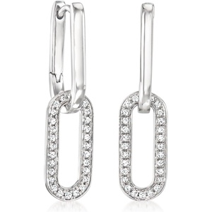 image:imagePure Collection by RossSimons 015 ct tw Diamond Paper Clip Link Removable Drop Earrings in Sterling Silver