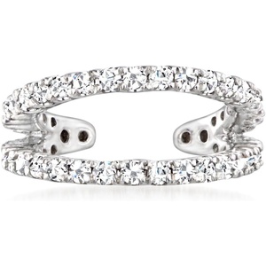 image:imagePure Collection by RossSimons 020 ct tw Diamond 2Row Single Ear Cuff in Sterling Silver