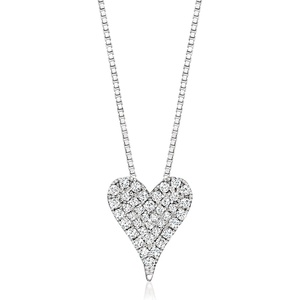 image:imagePure Collection by RossSimons 020 ct tw Pave Diamond Heart Necklace in Sterling Silver 18 inches