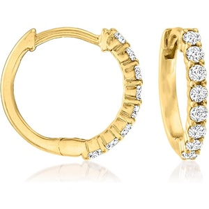 image:imagePure Collection by RossSimons 025 ct tw Diamond Huggie Hoop Earrings in 14kt Yellow Gold