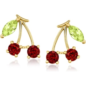 image:imagePure Collection by RossSimons 050 ct tw Garnet and 20 ct tw Peridot Cherry Stud Earrings in 14kt Yellow Gold