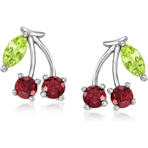 image:imagePure Collection by RossSimons 050 ct tw Garnet and 20 ct tw Peridot Cherry Stud Earrings in Sterling Silver