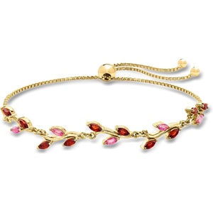 image:imagePure Collection by RossSimons 080 ct tw Garnet and 30 ct tw Pink Topaz Leaf Bolo Bracelet in 18kt Gold Over Sterling