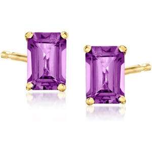 image:imagePure Collection by RossSimons 090 ct tw Amethyst Stud Earrings in 14kt Yellow Gold