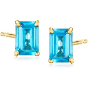 image:imagePure Collection by RossSimons 100 ct tw Swiss Blue Topaz Stud Earrings in 14kt Yellow Gold