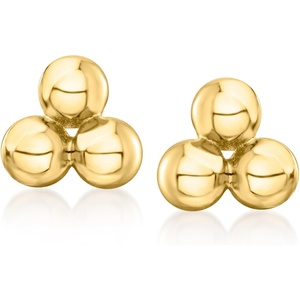 image:imagePure Collection by RossSimons 25mm Italian 14kt Yellow Gold TripleBead Stud Earrings