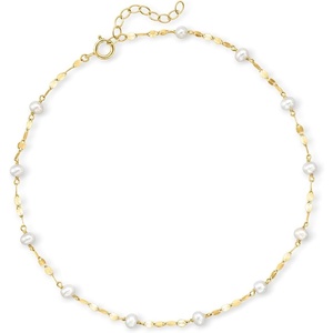 image:imagePure Collection by RossSimons 335mm Cultured Pearl Station LumachinaChain Anklet in 14kt Yellow Gold 9 inches
