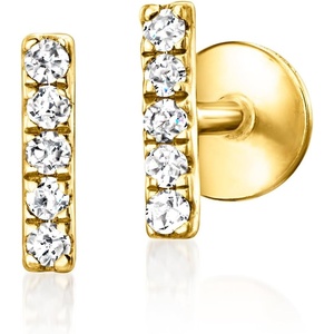image:imagePure Collection by RossSimons Diamond Bar FlatBack Stud Earrings in 14kt Yellow Gold