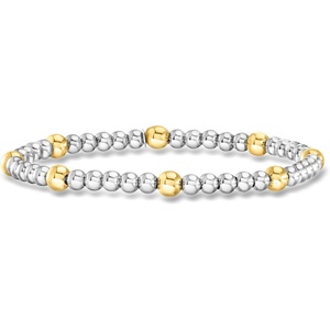 image:imagePure Collection by RossSimons Italian 45mm Sterling Silver and 18kt Gold Over Sterling Bead Stretch Braceletno gemstone